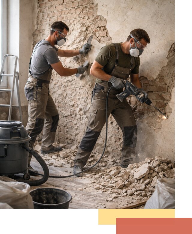 Демонтаж штукатурки со стен в клине быстро и аккуратно