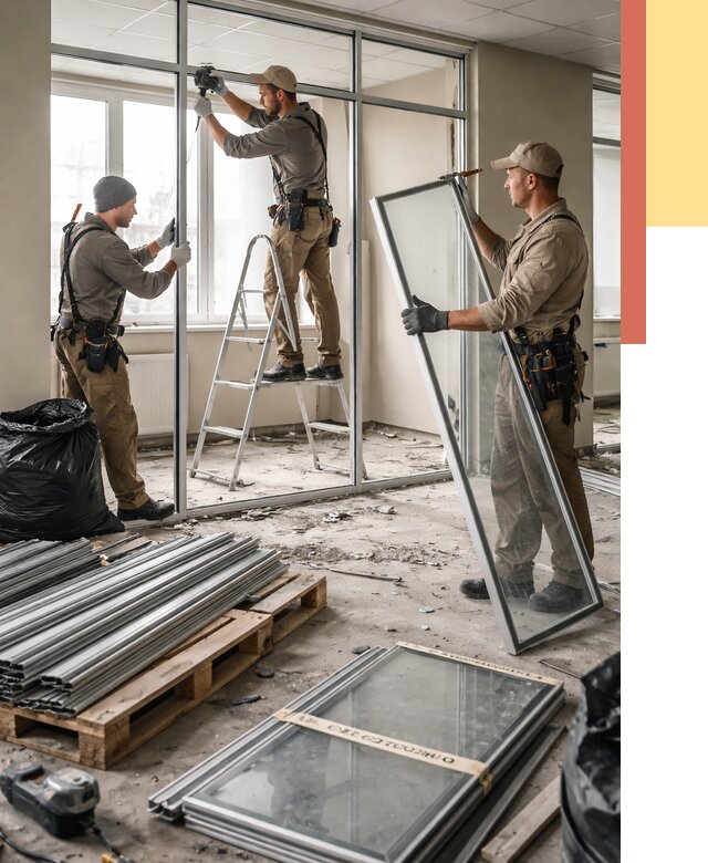 Демонтаж алюминиевых перегородок в клине от 4303 руб. — быстро и недорого | ОТДЕЛОЧНИК-Кли