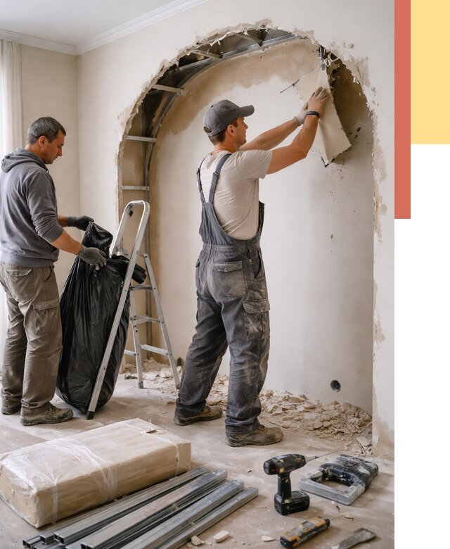 Демонтаж арки из гипсокартона в клине от 3586 руб. — услуги под ключ | ОТДЕЛОЧНИК-Кли