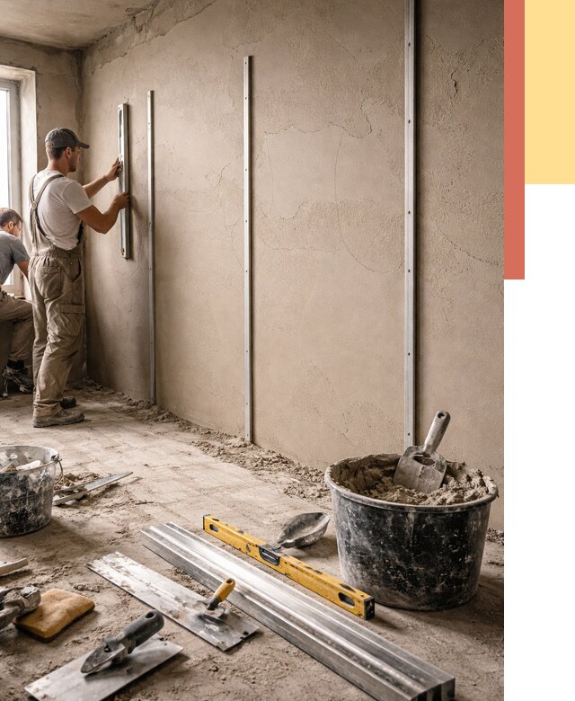 Штукатурка стен по маякам в клине от 5635 руб./м² — выравнивание под ключ | ОТДЕЛОЧНИК-Кли