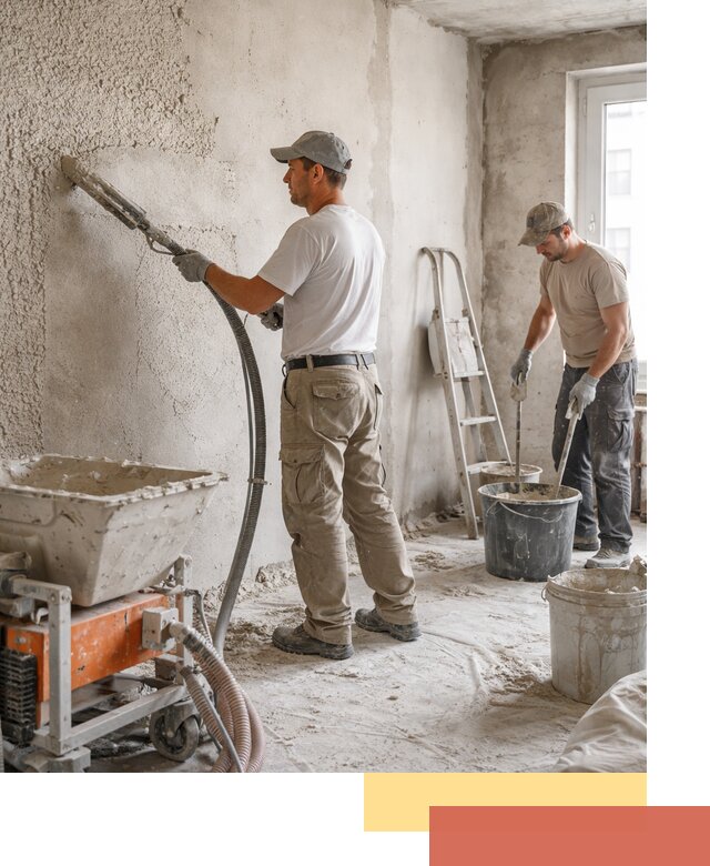 Машинная штукатурка стен в клине — быстро и качественно