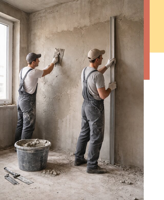 Штукатурка бетонных стен в клине от 4610 руб/м² — качественно и быстро | ОТДЕЛОЧНИК-Кли