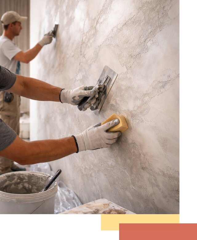 Декоративная штукатурка под мрамор в клине для стен и потолков