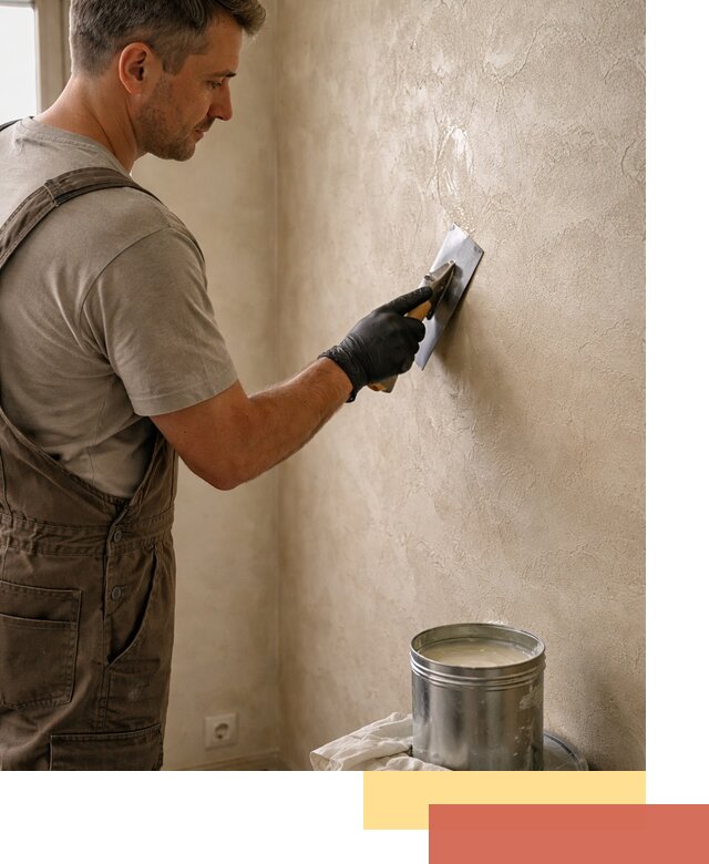 Нанесение воска на штукатурку в клине для защиты и блеска