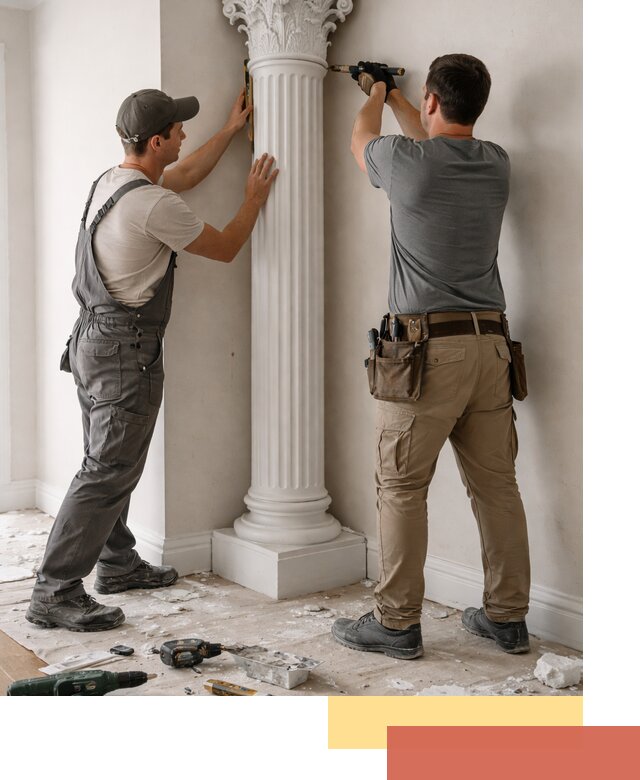 Установка декоративных колонн в клине под ключ