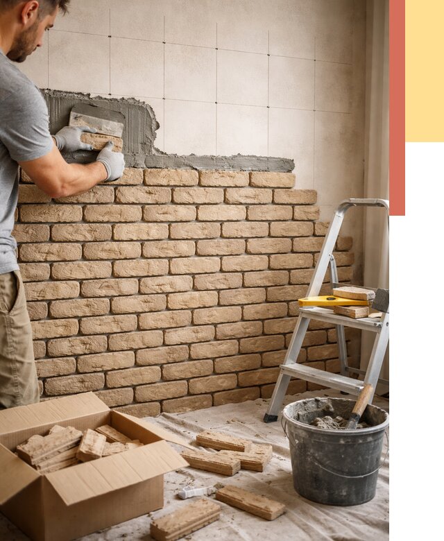 Монтаж декоративного кирпича в клине от 3278 руб./м² — быстро и недорого | ОТДЕЛОЧНИК-Кли