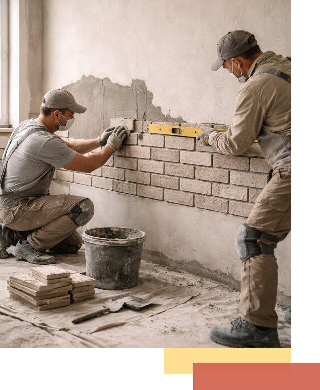 Монтаж декоративного кирпича профессионально в клине