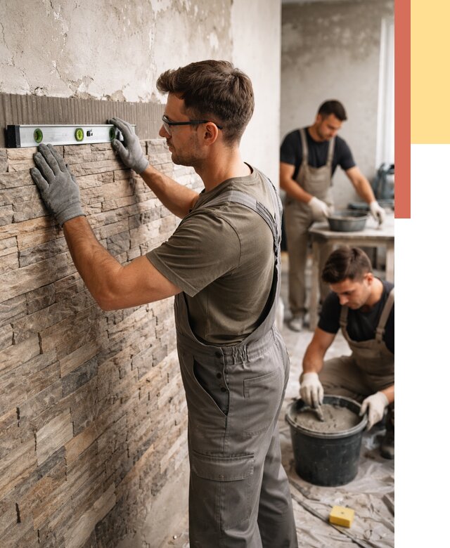 Монтаж искусственного камня в клине от 4610 руб. под ключ | ОТДЕЛОЧНИК-Кли