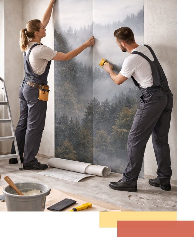 Поклейка фотообоев профессионально в клине под ключ