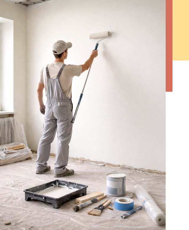 Покраска стен водоэмульсионной краской в клине от 461 руб. за м² | ОТДЕЛОЧНИК-Кли