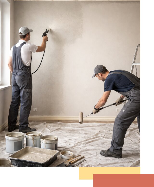 Покраска стен моющейся краской и защита поверхностей в клине