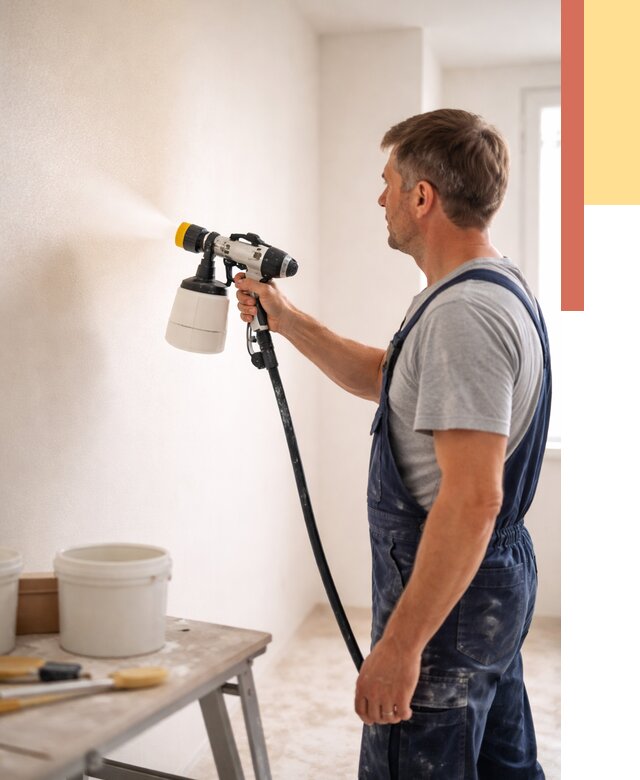 Покраска стен краскопультом в клине от 7684 руб. — механизированная покраска | ОТДЕЛОЧНИК-Кли