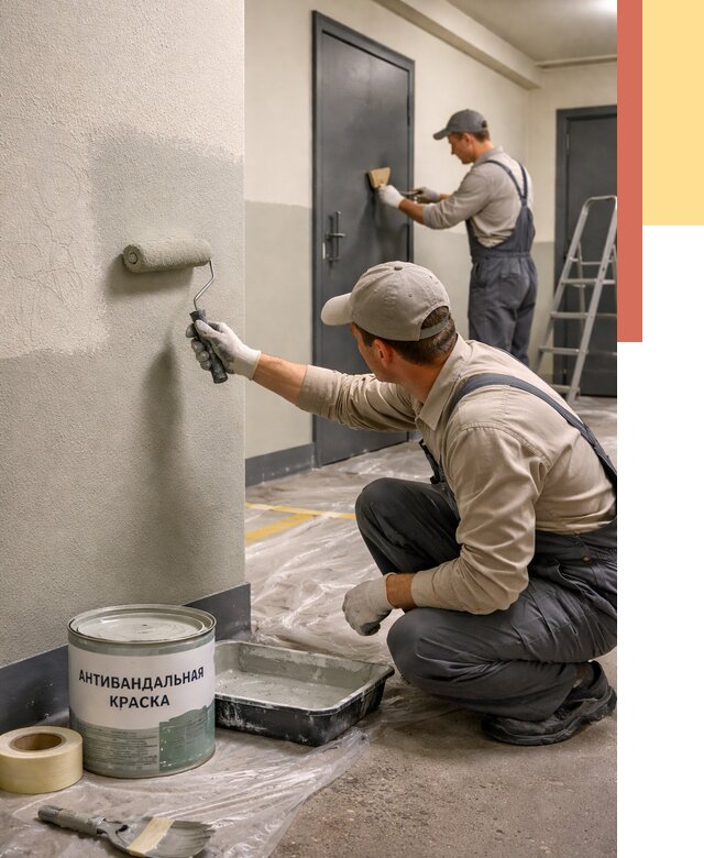 Покраска стен антивандальной краской в клине от 4610 руб./м² под ключ | ОТДЕЛОЧНИК-Кли