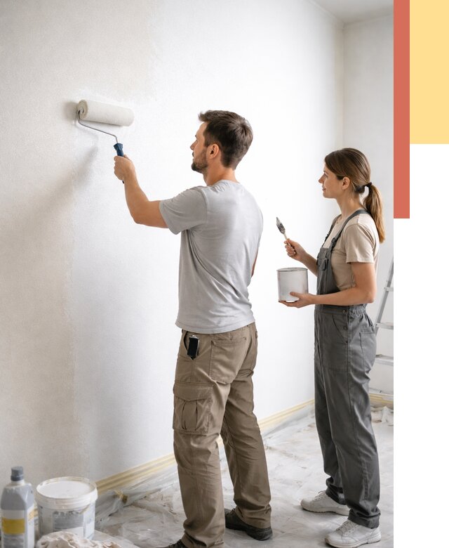 Окраска стен по стеклохолсту в клине от 4610 руб/м² под ключ | ОТДЕЛОЧНИК-Кли