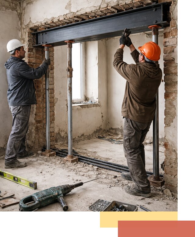 Усиление проема в стене в клине для расширения и безопасности