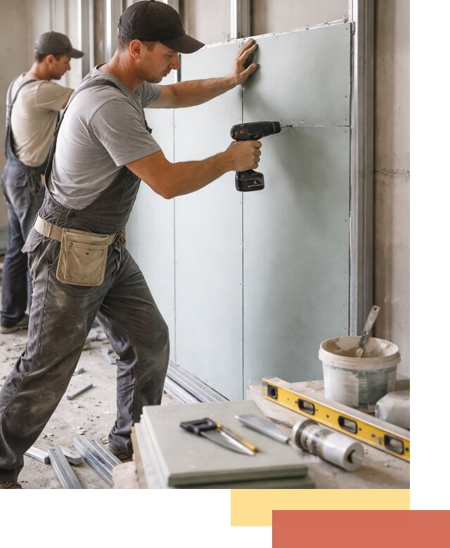 Кладка влагостойких перегородок ПГП в клине