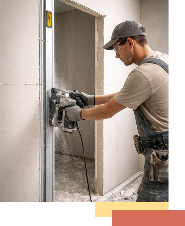 Устройство дверного проема в перегородке в клине