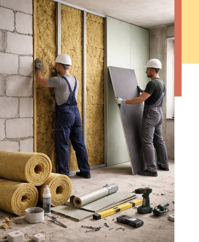 Шумоизоляция перегородок из блоков в клине от 1895 руб./м² — быстро и недорого | ОТДЕЛОЧНИК-Кли