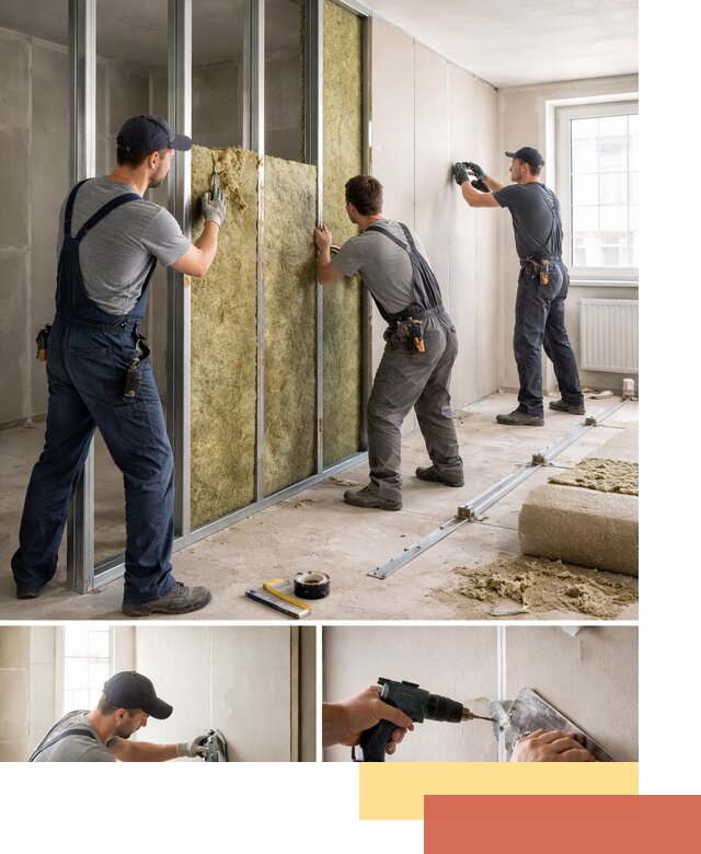 Перегородка из гипсокартона с шумоизоляцией в клине — монтаж под ключ