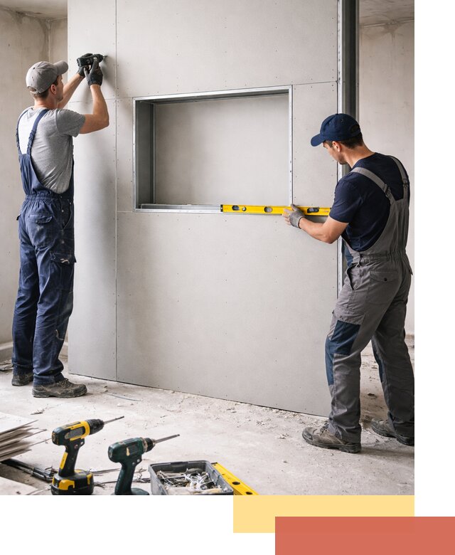 Перегородка из гипсокартона с нишей под декор в клине