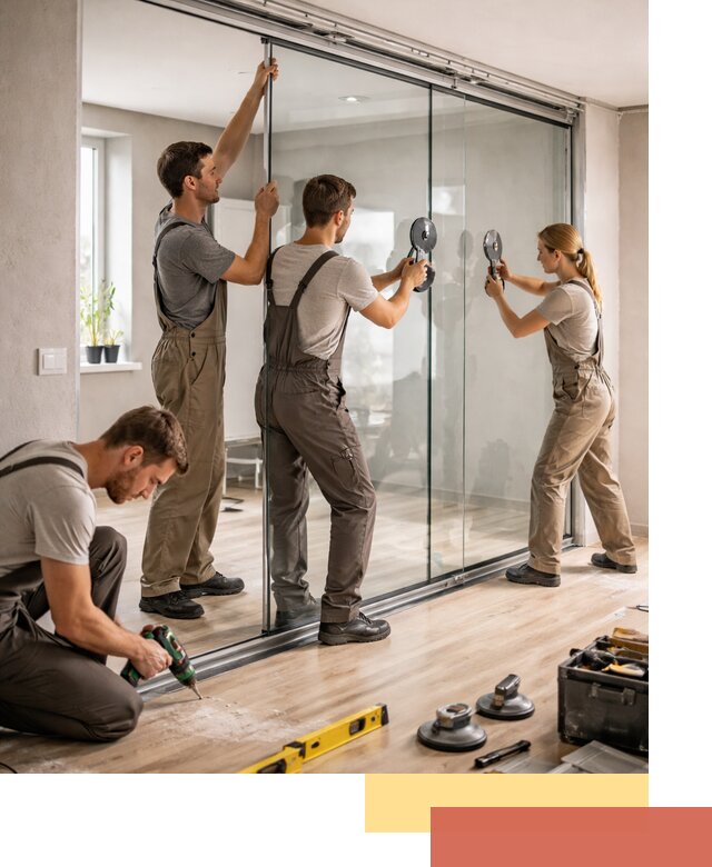 Изготовление стеклянных перегородок на заказ в клине