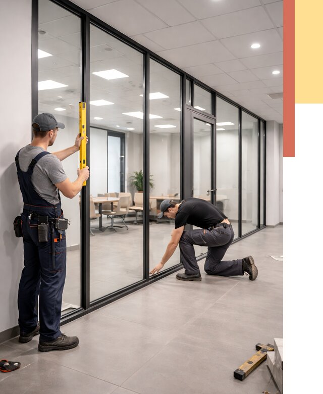 Каркасные стеклянные перегородки в клине под ключ от 9425 руб. | ОТДЕЛОЧНИК-Кли