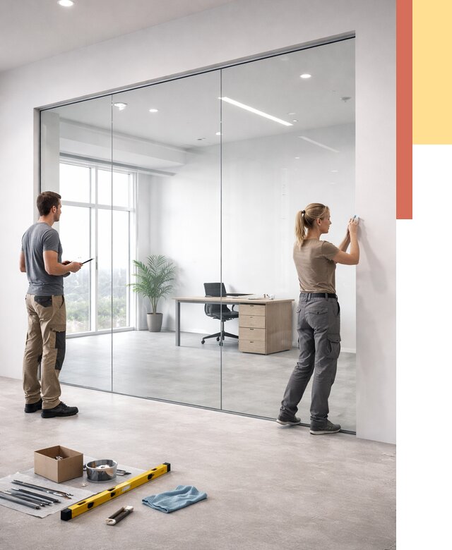 Перегородки из закаленного стекла в клине от 9733 руб. под ключ | ОТДЕЛОЧНИК-Кли