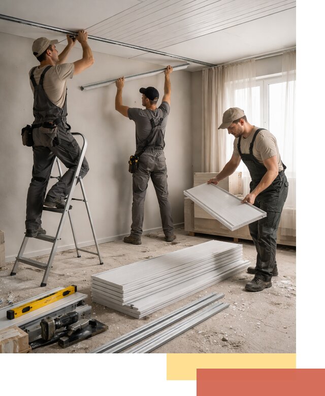 Монтаж потолка из ПВХ панелей в клине оперативно и качественно