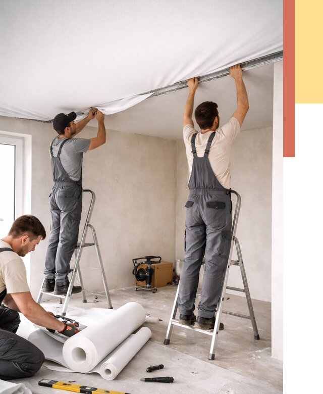 Монтаж тканевого натяжного потолка в клине от 3586 руб. под ключ | ОТДЕЛОЧНИК-Кли