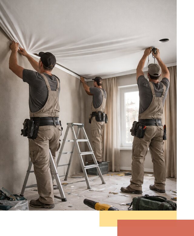 Монтаж матового натяжного потолка в клине качественно и быстро