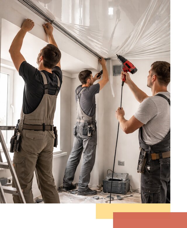 Монтаж глянцевого натяжного потолка в клине быстро и качественно