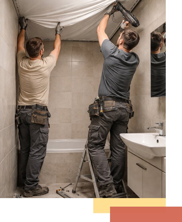 Монтаж натяжного потолка в ванной в клине быстро и качественно