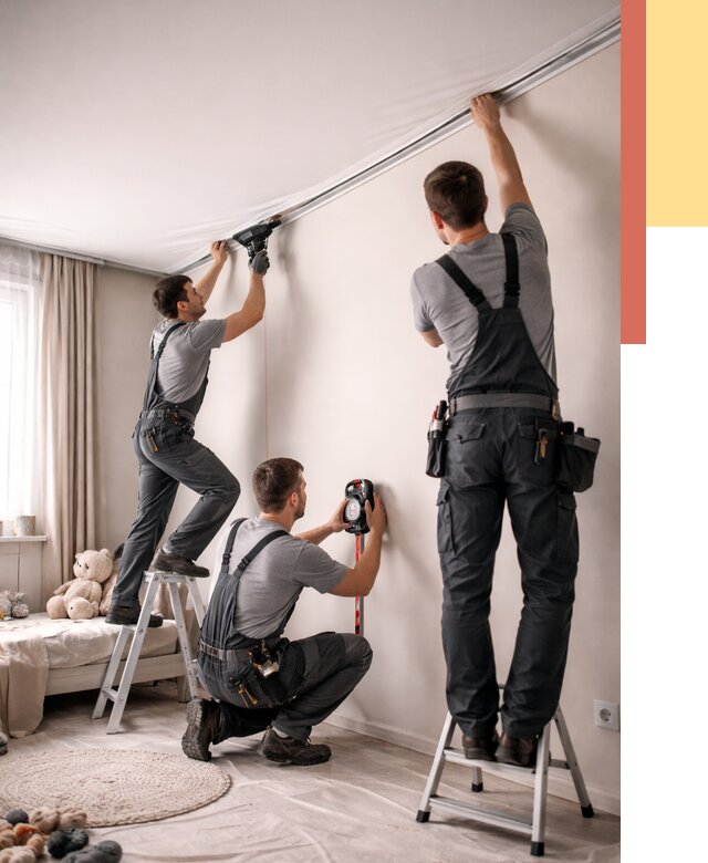 Монтаж натяжного потолка в детской в клине от 3586 руб. — быстро и недорого | ОТДЕЛОЧНИК-Кли