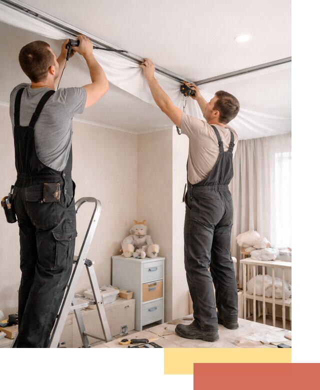 Монтаж натяжного потолка в детской комнате в клине