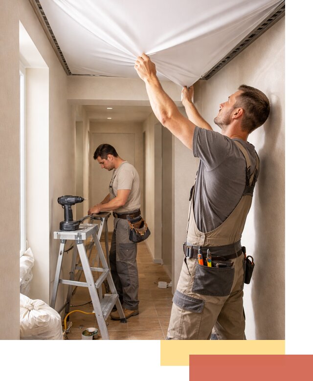 Монтаж натяжного потолка в прихожей в клине