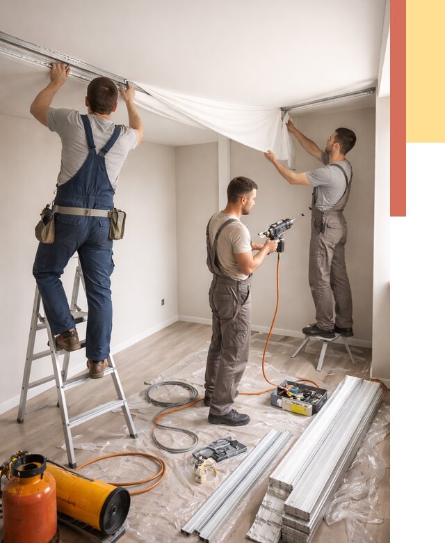 Монтаж натяжного потолка в студии в клине от 5635 руб. — быстро и недорого | ОТДЕЛОЧНИК-Кли