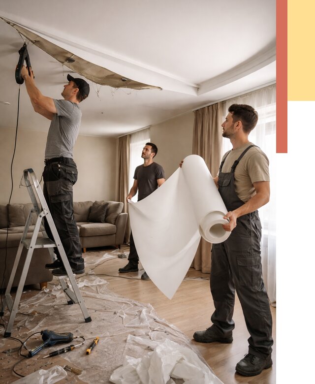 Замена полотна натяжного потолка в клине от 9733 руб. быстро и недорого | ОТДЕЛОЧНИК-Кли