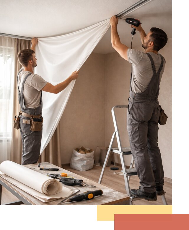 Замена полотна натяжного потолка в клине быстро и качественно