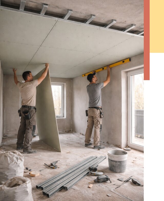 Одноуровневый потолок из гипсокартона в клине от 768 руб. — монтаж под ключ | ОТДЕЛОЧНИК-Кли