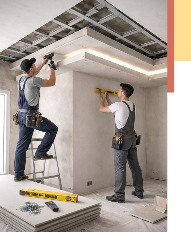 Двухуровневый потолок из гипсокартона в клине от 1486 руб. под ключ | ОТДЕЛОЧНИК-Кли