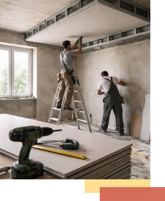 Двухуровневый потолок из гипсокартона в клине