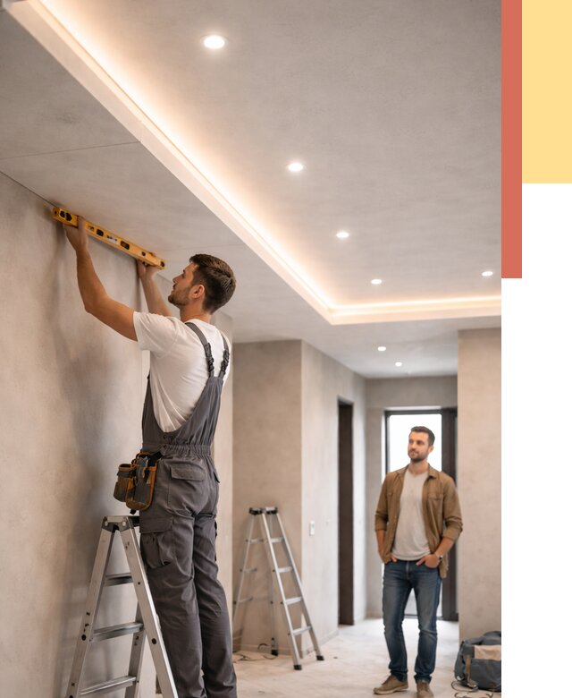 Потолок из гипсокартона с подсветкой в клине от 768 руб./м2 под ключ | ОТДЕЛОЧНИК-Кли