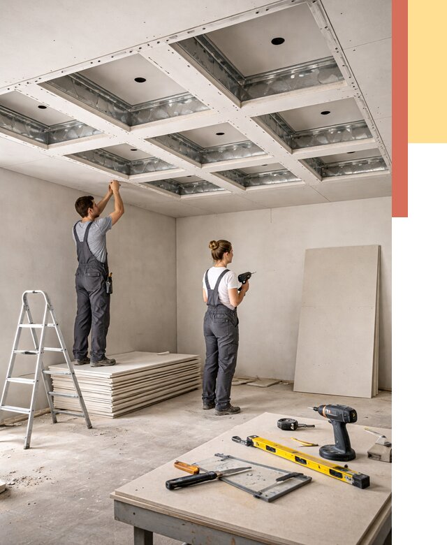 Кессонный потолок из гипсокартона в клине от 1895 руб. — монтаж и под ключ | ОТДЕЛОЧНИК-Кли