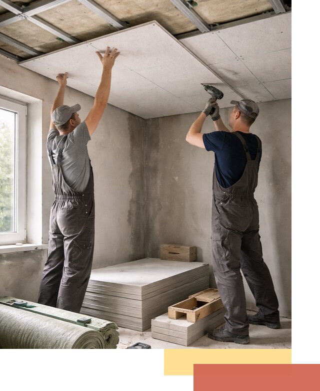 Шумоизоляция потолка панелями ЗИПС в клине